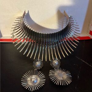 Silver Statement Necklace and Earring Set